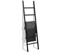 FUIN 6ft Wooden Black Blanket Ladder Living Room Decorative Wall Leaning Farmhouse Quilt Display Holder Rustic Wood Towel Rack for Bathroom
