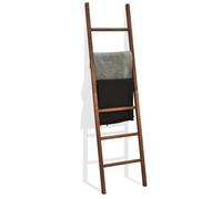 FUIN 6ft Wooden Brown Blanket Ladder Living Room Decorative Wall Leaning Farmhouse Quilt Display Holder Rustic Wood Towel Rack for Bathroom