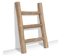 FUIN Fully Assembled Wooden Tea Towel Ladder, Mini Ladder Towel Rack Display Hanger, Small Rustic Farmhouse Tea Towel Stand Holder for Country Bathroom Decor, Brown