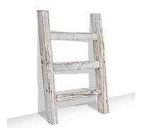 FUIN Wooden Tea Towel Ladder, Mini Ladder Towel Rack Display Hanger, Small Rustic Farmhouse Tea Towel Stand Holder for Country Bathroom Decor, White