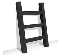FUIN Wooden Tea Towel Ladder, Mini Ladder Towel Rack Display Hanger, Small Rustic Farmhouse Tea Towel Stand Holder for Country Bathroom Decor, Black