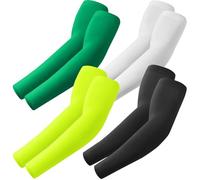 fuinloth Arm Sleeves Compression UV Protection Gaming Sleeve to Cover Arms Cricket Running for Men/Women Black+White+Green+Fluorescent