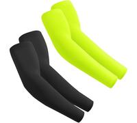 fuinloth Arm Sleeves Compression UV Protection Gaming Sleeve to Cover Arms Cricket Running for Men/Women Black+Fluorescent