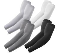 fuinloth Arm Sleeves Compression UV Protection Gaming Sleeve to Cover Arms Cricket Running for Men/Women Black+Dark Grey+Light Grey+White