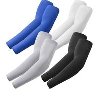 fuinloth Arm Sleeves Compression UV Protection Gaming Sleeve to Cover Arms Cricket Running for Men/Women Black+White+Light Grey+Blue