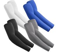fuinloth Arm Sleeves Compression UV Protection Gaming Sleeve to Cover Arms Cricket Running for Men/Women Black+White+Dark Grey+Blue