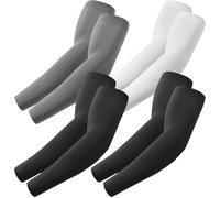 fuinloth Arm Sleeves Compression UV Protection Gaming Sleeve to Cover Arms Cricket Running for Men/Women 2 Black+Dark Grey+White