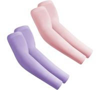 fuinloth Arm Sleeves Compression UV Protection Gaming Sleeve to Cover Arms Cricket Running for Men/Women Purple+Pink