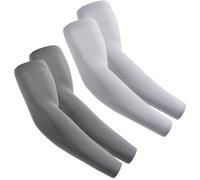 fuinloth Arm Sleeves Compression UV Protection Gaming Sleeve to Cover Arms Cricket Running for Men/Women Dark Grey+Light Grey