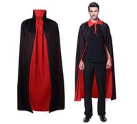 FUIPVGI 120cm/47in Long Black Red Cape,Reversible Cape Halloween Cape,Grim Reaper Costume,Wizard Cloak for Adult Kids Vampire Witch Wizard Role Play Cloak Easter Halloween Christmas (120cm)