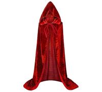 FUIPVGI 140 cm/55" Red Cloak,Grim Reaper Costume,Grim Reaper Costume,Cape Halloween Hooded Cape Witch Cosplay,for Adult Kids Halloween Vampire Fancy Dress Role Play Cosplay (Red)