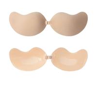 FUIPVGI 2 Pack Women's Invisible Strapless Bras,Sticky Bra Push Up,Backless Invisible Bra for Women,Reusable Strapless Bras Push up Sticky Boob Covers for Backless Dress Wedding Evening Party(Nude,B)