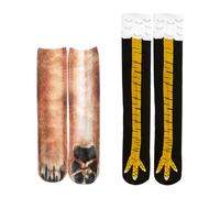 FUIPVGI 2 Pair Chicken Legs Socks Dog Paw Socks, Funny Gifts for Women Men, Cute Animal Printed Animal Paw Socks, Novelty 3D Cartoon Animal Socks for Cosplay Party Accessories (Brown,Black)