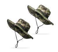 FUIPVGI 2 Pcs Camo Bucket Boonie Hat for Men Women, Military Hunting Bush, Jungle Fishing Army Sun Cap Safari Hat, Wide Brim, for Fishing Hunting Beach Camping Climb (UK, Alpha, One Size, Green)