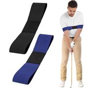 FUIPVGI 2 Pcs Golf Swing Trainer Aid, Beginner Swing Alignment Corrector Golf Swing Training Aid Arm Band, Posture Correction Belt for Men Women Kids Golfer Beginners (Black,Blue)