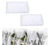 FUIPVGI 2 Pcs Organza Roll Snow Sheer 48cm*10m White Sheer Backdrop Curtain Voile Sheer Chiffon Wedding Drape Voile Fabric for Wedding Venue, Chair Bow Sash, Table Runner, Christmas, Party (White)