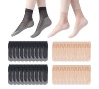 FUIPVGI 20 Pairs Pop Ankle Socks Women, Women's Slouch Socks, Ankle Tights Socks with Anti Slip, Cotton Sole Invisible Socks, Boot Socks with Reinforced Toe for Women Girls (Black Nude, One Size)