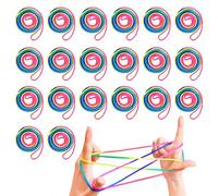 FUIPVGI 20 Pieces Cats Cradle String Rainbow Colour Fumble Finger Thread Rope 160 cm Length Finger Rope Fingering Toy Supplies Finger String for Teens Adults Stimulate Creativity (Rainbow Color)