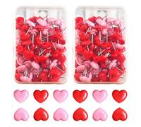 FUIPVGI 200Pcs Heart Push Pins Thumbtacks Push Pins Mixed Colors Decorative Pushpins Cute Decorative Tacks Flower Thumb Tacks Decorative Nails Bulletin Board Tacks for Photo Wall Bulletin (Pink, Red)
