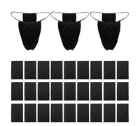 FUIPVGI 30 Pcs Non-woven Thong Panties, Disposable Bikini Panties, Travel Panties for Sun Bed Spray Tan Waxing Treatment Spa, Disposable T Strap Thong, One Size (Black)