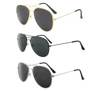 FUIPVGI 3pcs Mens Sunglasses,Pilot Style Sunglasses Designer Unisex Classic Black Shades Metal Frame with UV Protection for Men Women Halloween Cosplay Sports Running Cycling (3pcs)