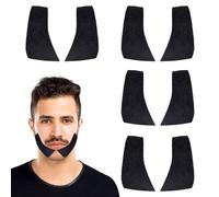 FUIPVGI 4 Pairs Self Adhesive Black Sideburns, 1970s Black Sideburns, Self Adhesive Teddy Boy Sideburns, Rockabilly Sideburns for Festival Cosplay and Adults King of Rock and Roll Accessory (Black)