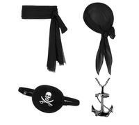 FUIPVGI 4 Pcs Captain Costume Accessories, Pirate Belt and Bandana, Renaissance Costume, Accessories for Adult Kid Halloween Party (Black)