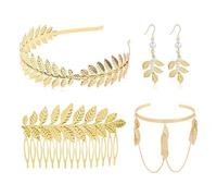 FUIPVGI 4 Pcs Gr oddess Costume Fancy Dress Accessories Set(Gold)
