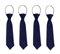 FUIPVGI 4 Pcs Pre-Tied Kids Necktie, Boys' Elastic School Tie, Kids Adjustable Necktie With Loop, Boys Girls Formal Tie for Graduation School Uniforms Weddings Celebration Parties (Navy Blue)