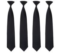 FUIPVGI 4 Pieces Black Tie for Men's,Clip-on Ties Solid Uniform Pre-tied Adjustable Neck Strap Tie,Pretied Men's Button Ties for Wedding Graduation School Uniforms Funeral Formal Business Tie