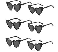 FUIPVGI 6 Pack Black Heart Sunglasses,Vintage Heart Shaped Sunglasses for Women, Love Glasses Fashion Cat Eye Retro Eyeglasses for Girls Women Shopping Travelling Summer Party (black)