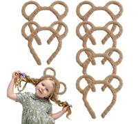 FUIPVGI 6 Pcs Bear Ear Headbands, Halloween Chipmunk Hairband, Teddy Bear Ears Hair Band, Round Mouse Bear Ears Plush Hair Hoop, for Masquerade, Party, Daily Dress Up, Photography, Cosplay (Brown)