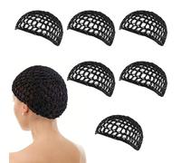 FUIPVGI 6 Pcs Hair Nets Cap, Sleeping Crochet Hairnet Snoods Wrap Bonnets, Mesh Cover Hair Net, Thick Short Knit Snoods Hat for Women Men Night Sleeping Thick Long Short Curls Hairs (Black)