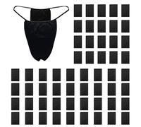 FUIPVGI 60 Pieces Disposable Thong Panties,Disposable Bikini Panties, Non-woven Thong, T Strap Thong Disposable Bikini Panties for Spa. (UK, Alpha, One Size, Regular, Regular, 60, black)