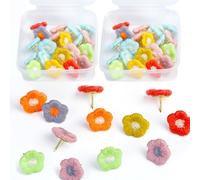 FUIPVGI 60Pcs Flower Push Pins Thumbtacks Push Pins Mixed Colors Decorative Pushpins Cute Decorative Tacks Flower Thumb Tacks Decorative Nails Bulletin Board Tacks for Photo Wall Bulletin (Colorful)
