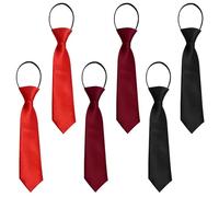 FUIPVGI 6pcs Pre-Tied Kids Necktie,Elasticated Boys' School Tie, Kids Adjustable Necktie With Loop, Boys Girls Formal Tie for Celebration Parties Graduation School Uniforms Wedding (3colors)
