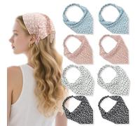 FUIPVGI 8PCS Bandana Headband, Headbands for Women's Hair Floral Head Kerchief Headband Elastic Head Scarf Boho Headbands Chiffon Cute Hair Scarves Turban Accessories (Multi-colour, one size)