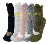 FUIPVGI Fluffy Slipper Socks Womens Girls Warm Cosy Bed Socks Winter Warm Thermal Soft House Sleep Socks Christmas Socks (5pcs, Adult, Women, 3, Numeric, UK Footwear Size System, Medium)