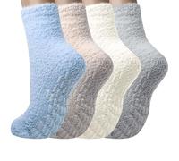 FUIPVGI Fluffy Slipper Socks Womens Girls Warm Cosy Bed Socks Winter Warm Thermal Soft House Sleep Socks Christmas Socks (4pcs, Adult, Women, 3, Numeric, UK Footwear Size System, Medium)