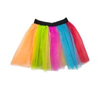 FUIPVGI Ladies Neon Tutu Skirt, 80s Costume Neon Party Accessories, Rave Retro Outfit, Hen Party Running Costume 1980s, Tutu Fairy, Women Neon Tutu Skirt, Ladies Fancy Dress Costume Set (Rainbow)