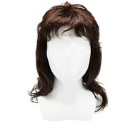 FUIPVGI Men's Wig Brown Curly,Mens Short Wig Layered,Men's Rocker wig, Mens wigS for Adult,Natural Synthetic Cosplay Hair,for Hippie Rocking Dude Punk Metal Rocker Wigs (Brown)
