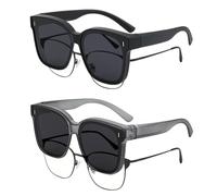 FUIPVGI Polarised Sunglasses for Women, Wrap Over Glasses with UV Protection, Ladies Sunglasses to Fit Over Glasses for Driving Walking (2pcs)