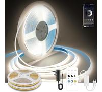 FUIQI Dotless COB LED Strip 20M,24V Dimmable Flexible LED Light Strip with App & Remote,Natura White 4000K,CRI>90,8mm Cuttable Self-Adhesive COB Tape for Kitchen,Bedroom,Mirrors Decoration