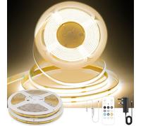 FUIQI Dotless COB LED Strip 20M,24V Dimmable Flexible LED Light Strip with App & Remote,Warm White 2700K,CRI>90,8mm Cuttable Self-Adhesive COB Tape for Kitchen,Bedroom,Mirrors Decoration