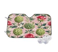 Fuit Rose Floral Wind Sun Shade for Car Sun Visor Foldable Vehicle Sunshade 27.5×51.2 Inch