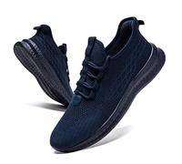 FUJEAK Women's road running shoes, walking shoes, trainers, gym sports shoes, running, tennis shoes, street running shoes, lightweight, fashionable, breathable, slip-on shoes, C Dark Blue, 6 UK