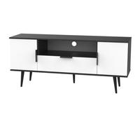 Fuji 2 Door 1 Drawer Wide Tv Unit In White Matt & Black Matt (Ready Assembled)