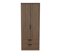 Welcome Furniture Ready Assembled Hirato Tall 2 Drawer Wardrobe - Carini Walnut, Brown