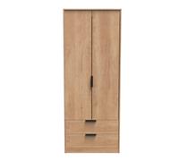 Welcome Furniture Ready Assembled Hirato 2 Door 2 Drawer Soft Oak Wardrobe, Brown