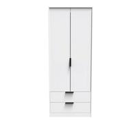 Welcome Furniture Ready Assembled Hirato Tall 2 Drawer Wardrobe - White Matt, White